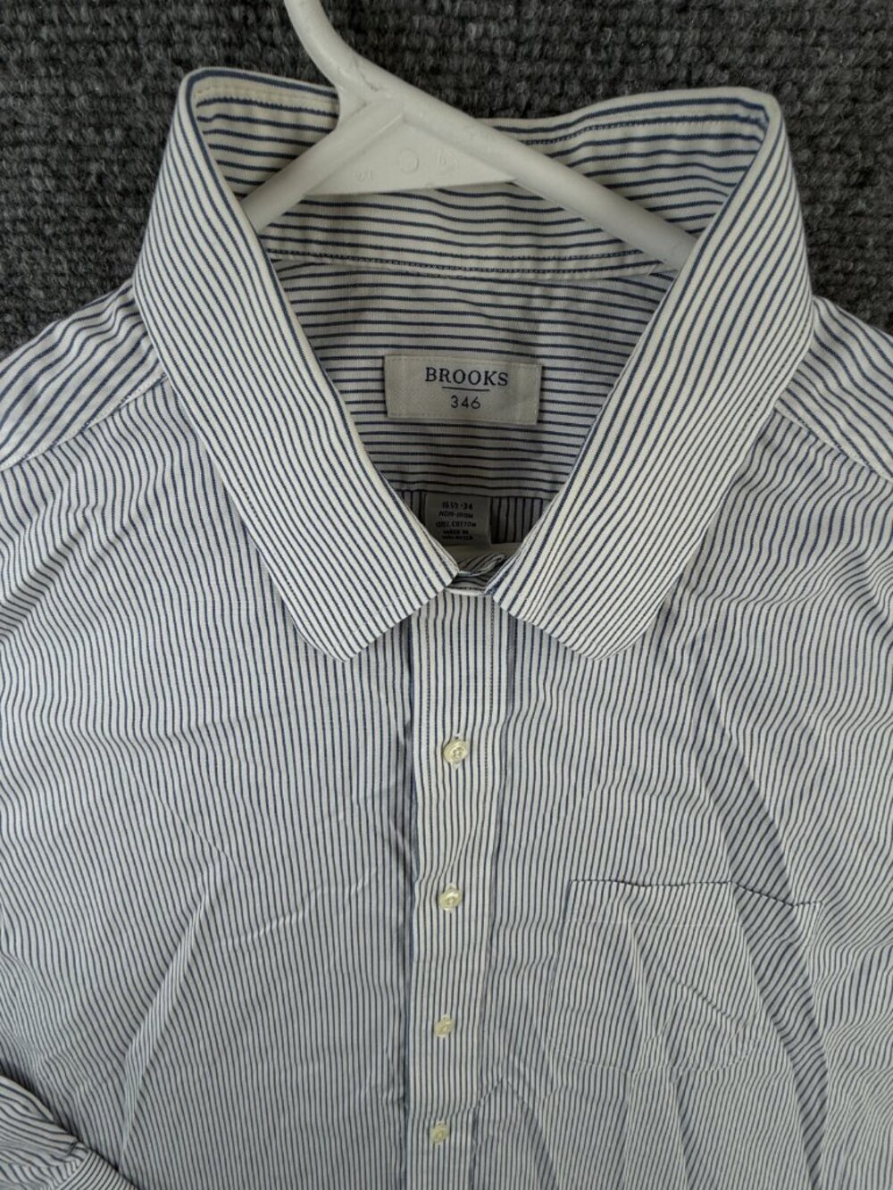Brooks Brothers Non Iron Button Up Shirt Long Sleeve Men Striped Blue 16.5 34